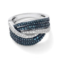 D'Joy Blauer Diamant (IR), Weißer Diamant Ring 925 Silber Rhodiniert (Größe 18.00)  ca. 1.00 ct