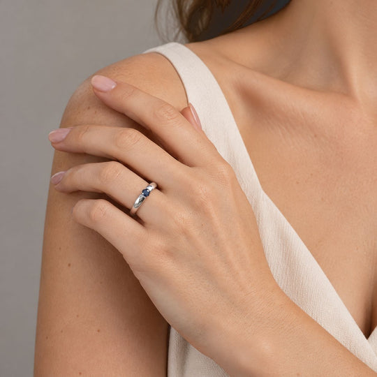 D'Joy Blauer Diamant (IR) Ring 925 Silber Rhodiniert (Größe 16.00) ca. 0,10 ct