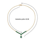 LUXURIANT DIAMOND - AAA Lab Grown Kolumbianischer Smaragd Halskette ca. 45 cm 925 Silber 750 Gelbgold vermeil ca. 5,57 ct.