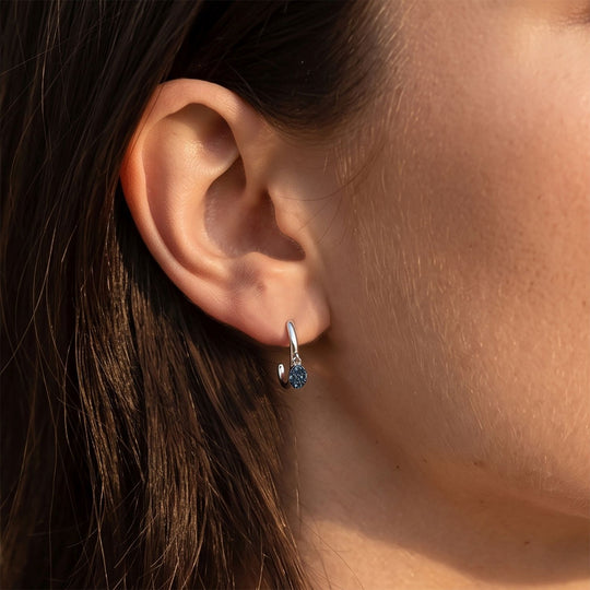 D'Joy Blauer Diamant (IR) Ohrringe 925 Silber Rhodiniert  ca. 0.15 ct
