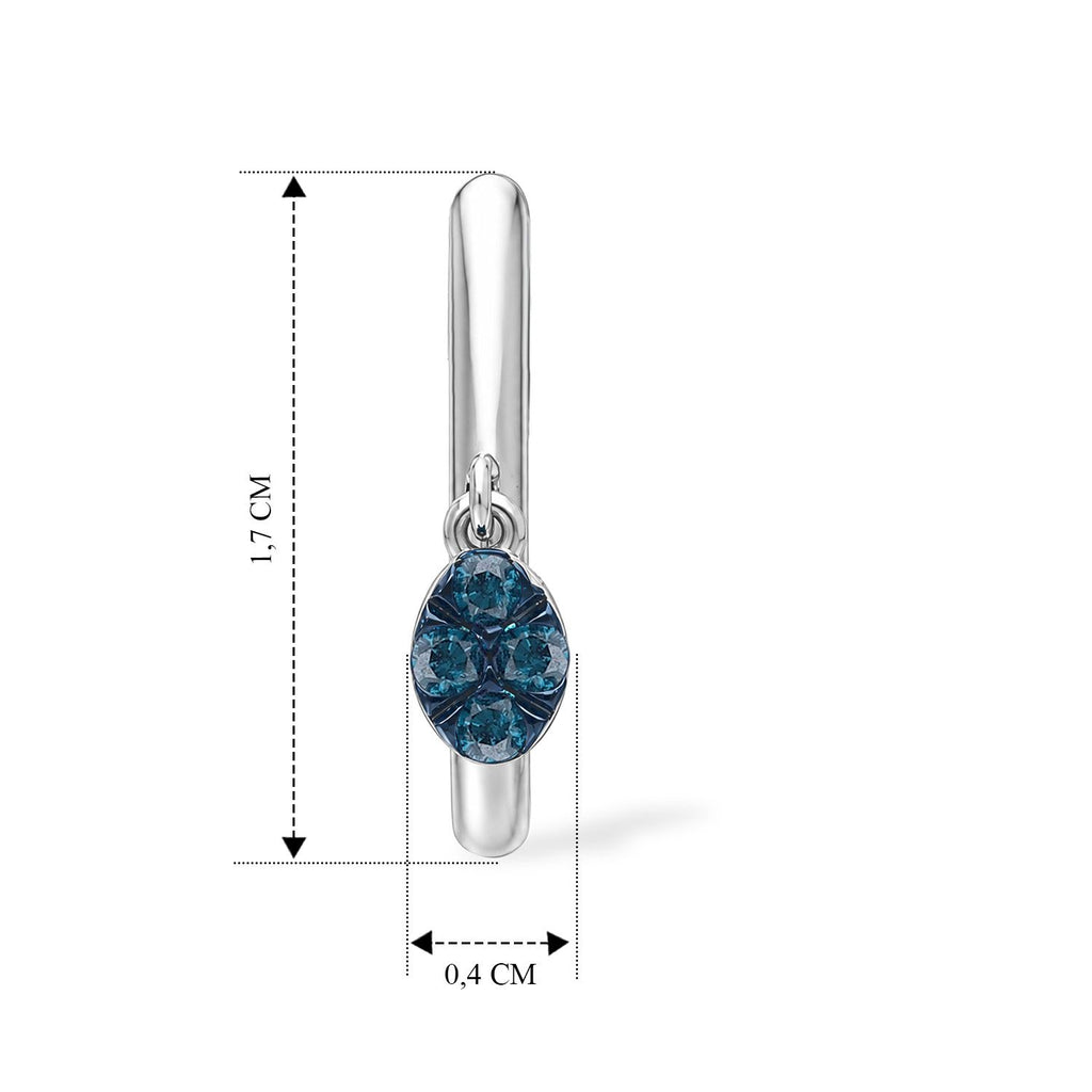 D'Joy Blauer Diamant (IR) Ohrringe 925 Silber Rhodiniert  ca. 0.15 ct