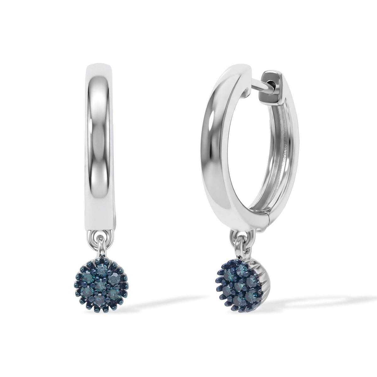 D'Joy Blauer Diamant (IR) Ohrringe 925 Silber Rhodiniert   ca. 0,15 ct.