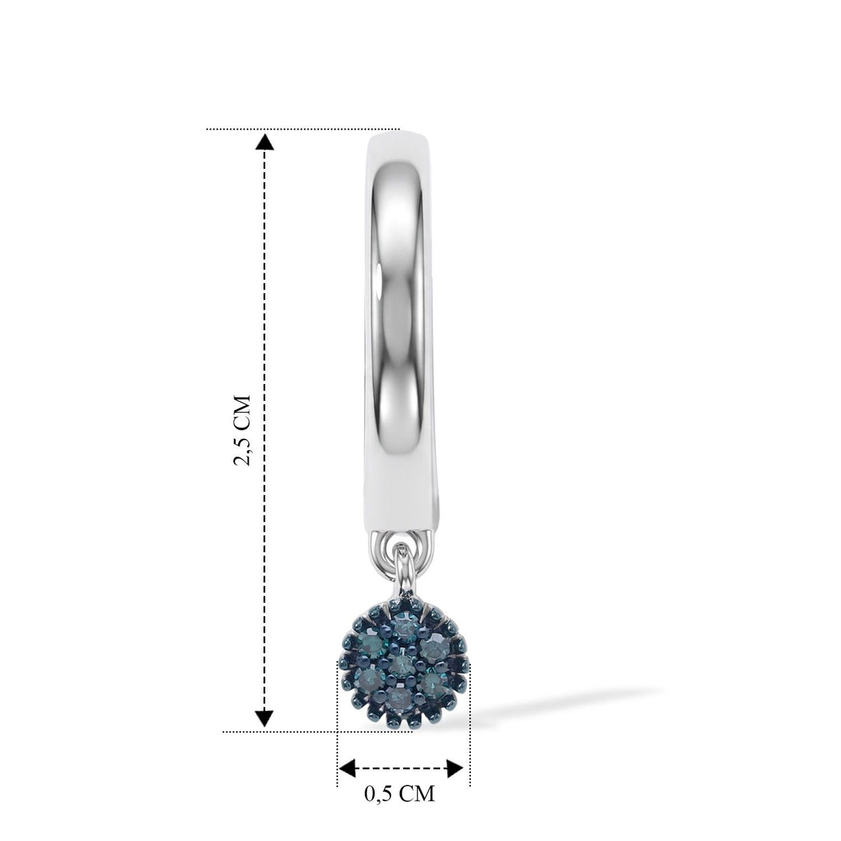 D'Joy Blauer Diamant (IR) Ohrringe 925 Silber Rhodiniert   ca. 0,15 ct.