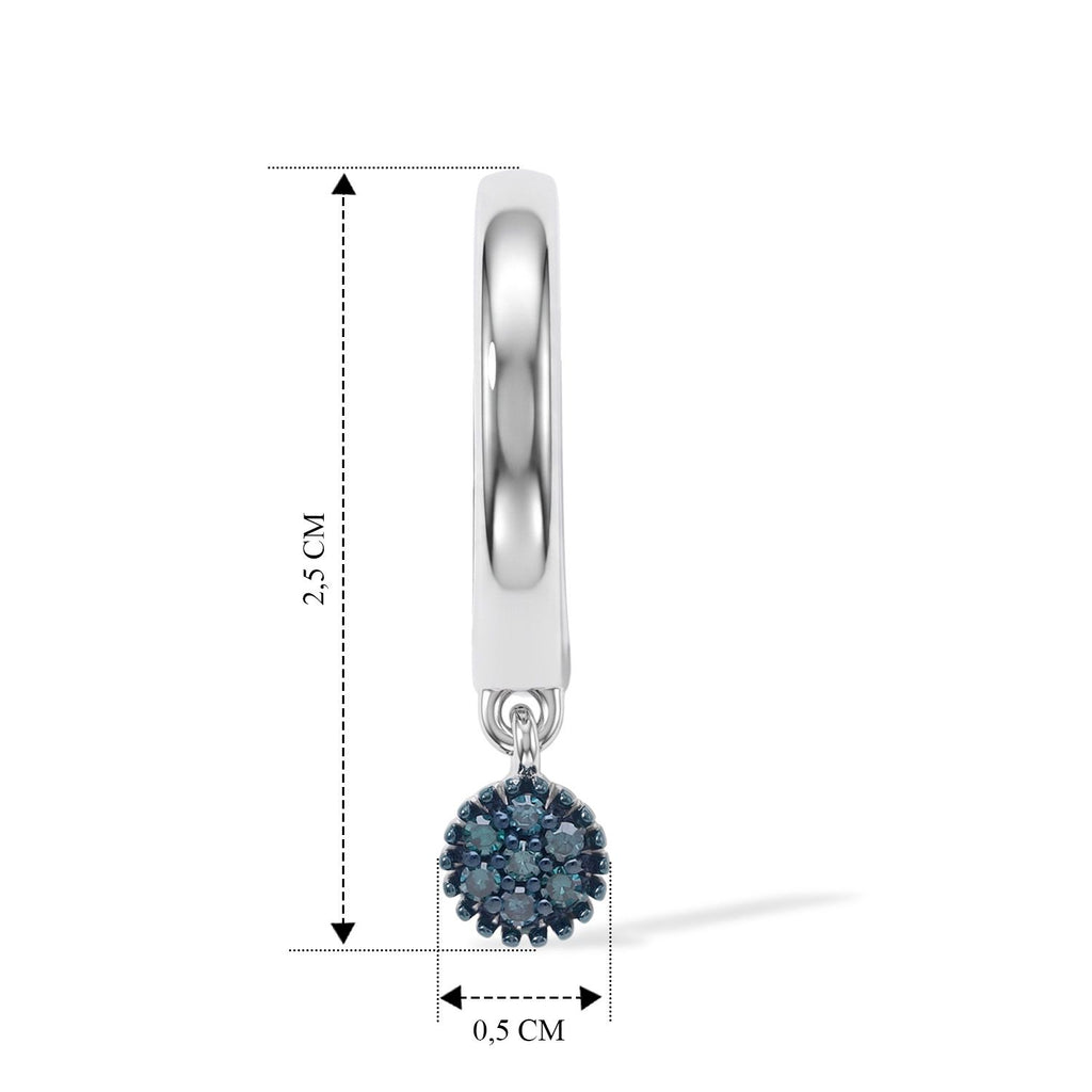 D'Joy Blauer Diamant (IR) Ohrringe 925 Silber Rhodiniert   ca. 0,15 ct.