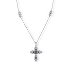 D'Joy Blauer Diamant (IR) Halskette   ca. 45 cm+ 5 cm Extender 925 Silber Rhodiniert ca. 0.18 ct
