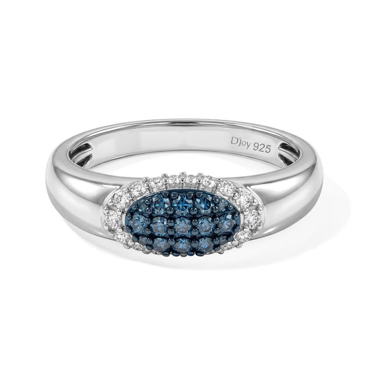 D'Joy Blauer Diamant (IR), Weißer Diamant Ring 925 Silber Rhodiniert (Größe 18.00)  ca. 0.49 ct