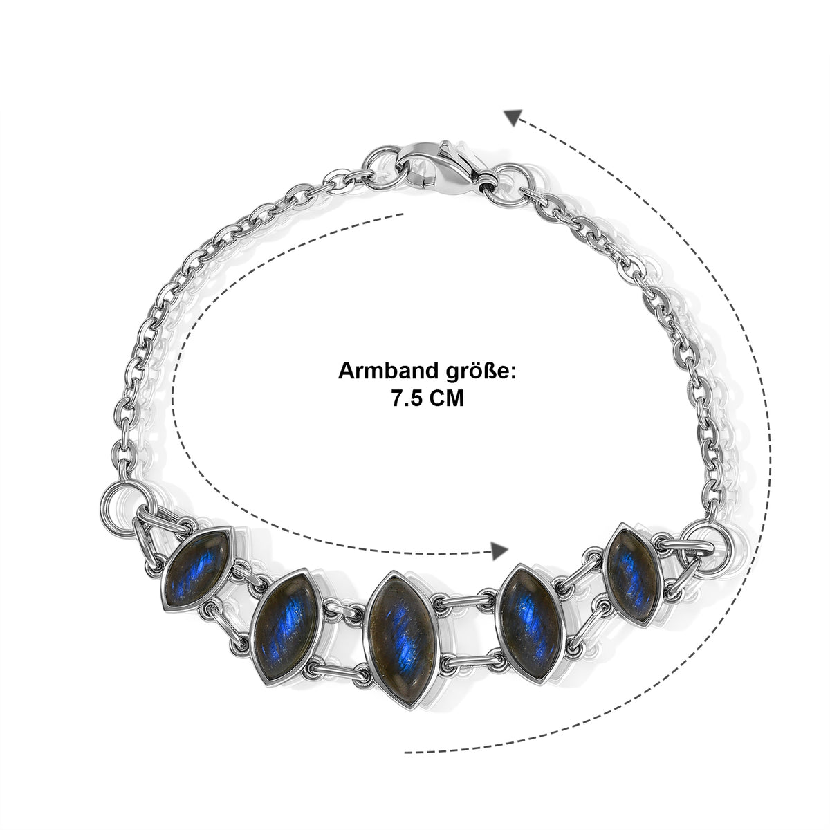 EVER TRUE AAA Labradorit Armband ca. 19 cm 316L Edelstahl ca. 10,36 ct.