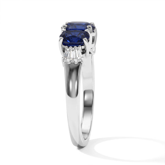 D'Joy Laborgezüchteter Ceylon-Blau-Saphir Ring 925 Silber Rhodiniert (Größe 18.00) ca. 2,65 ct