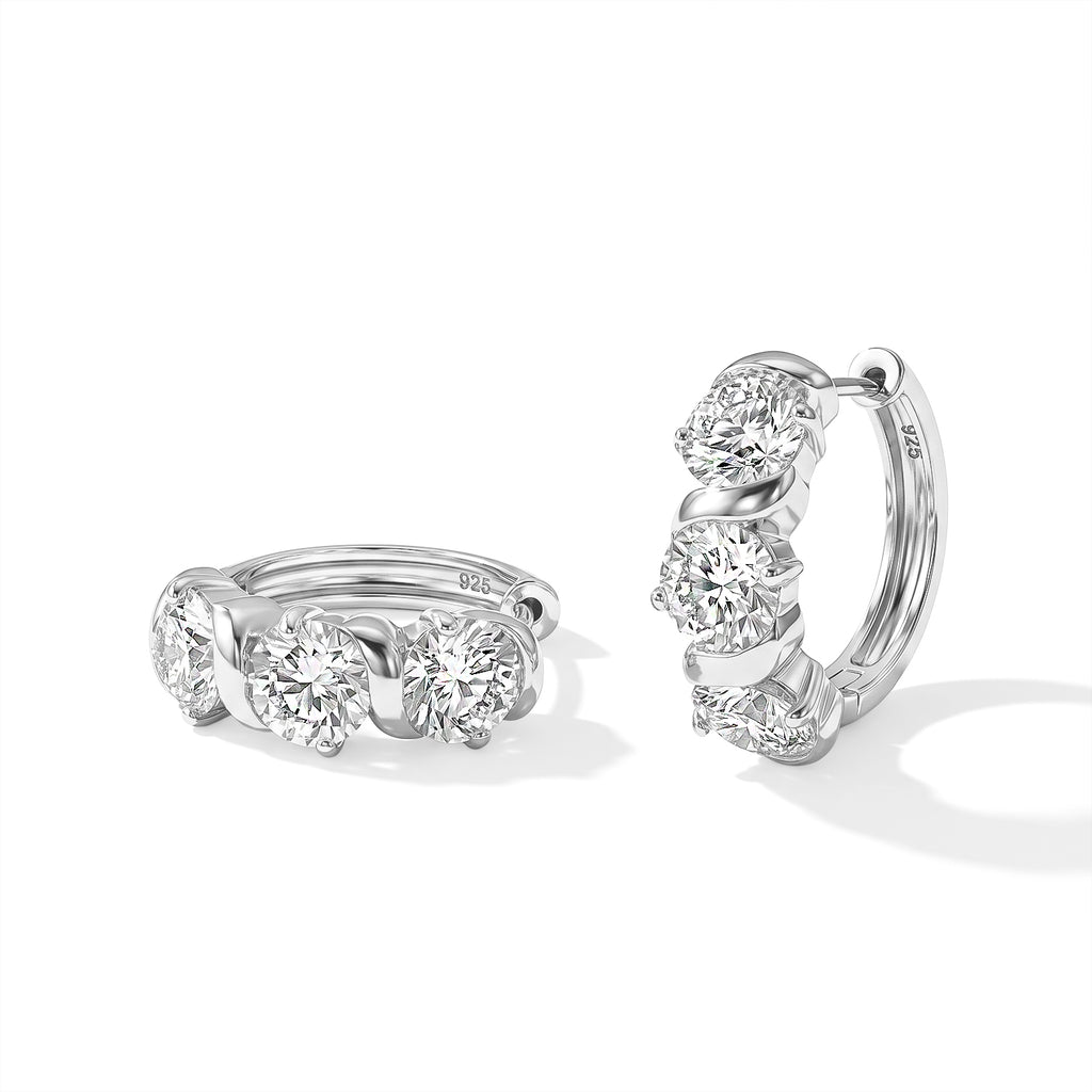 VS Moissanit GRA zertifiziert Ohrringe 925 Silber Rhodiniert ca. 4,85 ct.