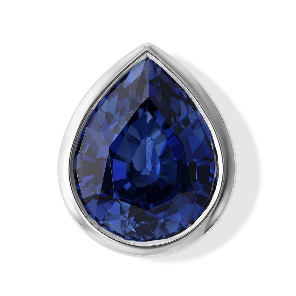 Laborgezüchteter Ceylon-Blau-Saphir Anhänger 925 Silber Rhodiniert ca. 4,70 ct.