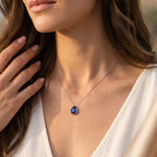 Laborgezüchteter Ceylon-Blau-Saphir Anhänger 925 Silber Rhodiniert ca. 4,70 ct.
