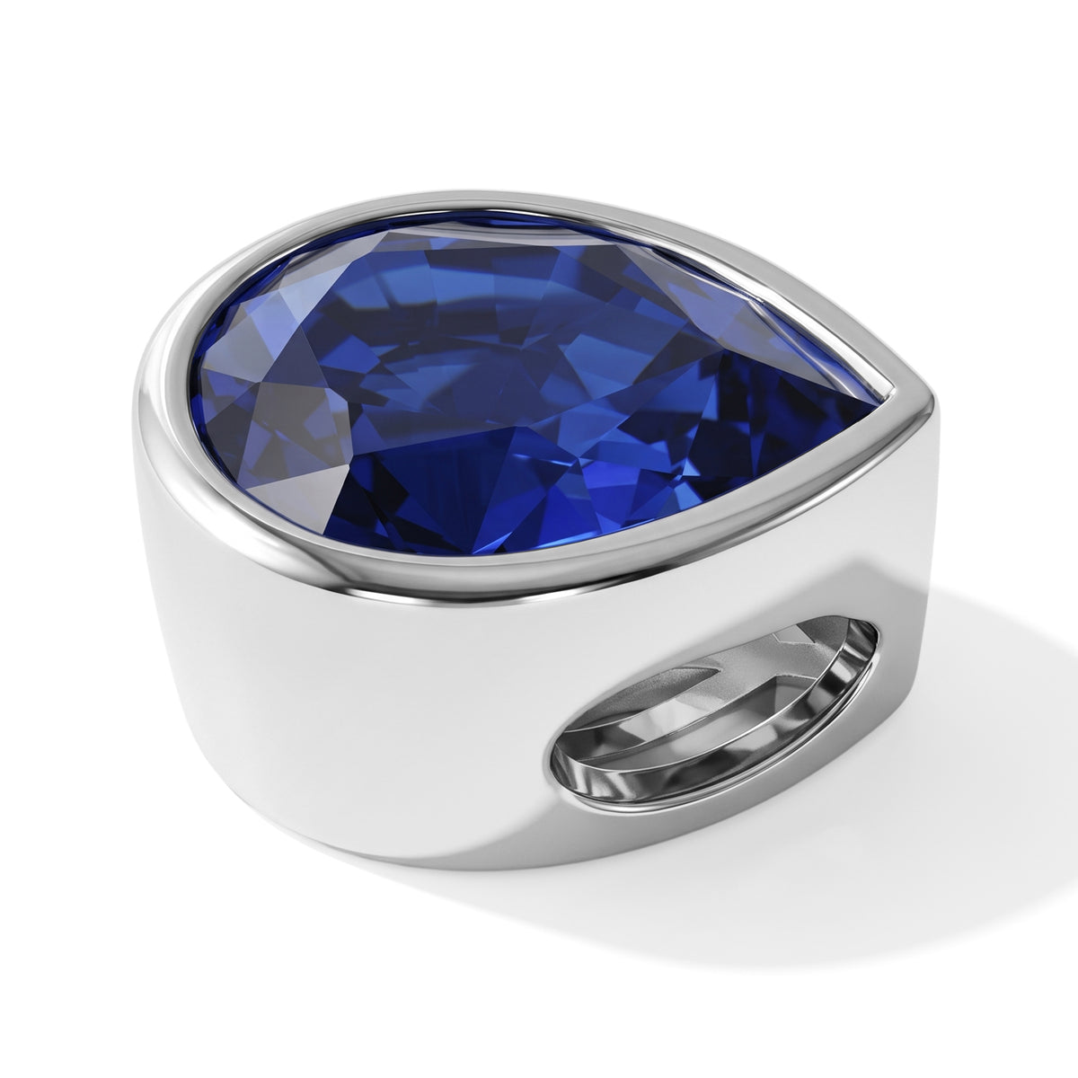 Laborgezüchteter Ceylon-Blau-Saphir Anhänger 925 Silber Rhodiniert ca. 4,70 ct.