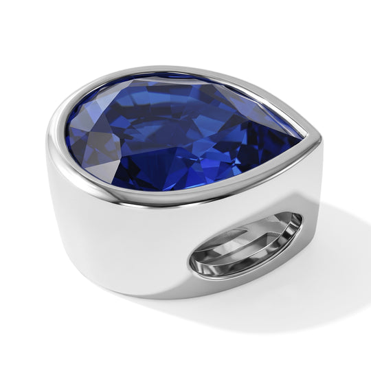 Lab Grown Ceylon-Blau-Saphir Anhänger 925 Silber Rhodiniert ca. 4.70 ct