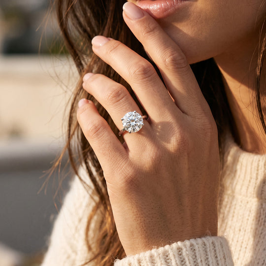 VS Moissanit Ring 925 Silber Rhodiniert (Größe 19.00) ca. 6,00 ct