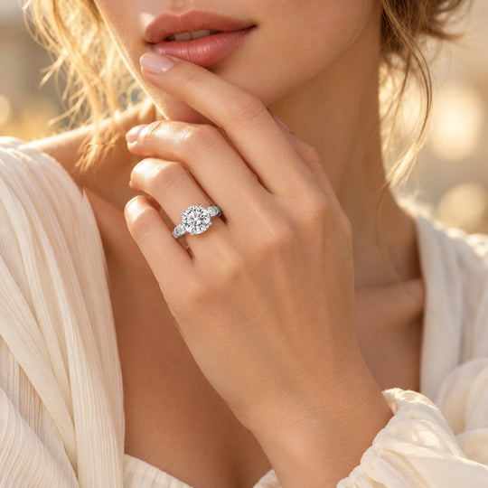 VS Moissanit Ring 925 Silber Rhodiniert (Größe 19.00) ca. 4,30 ct