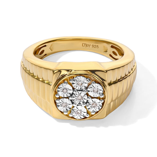 D'Joy Weißer Diamant Ring 925 Silber 750 Gelbgold vermeil (Größe 17.00) ca. 0,03 ct