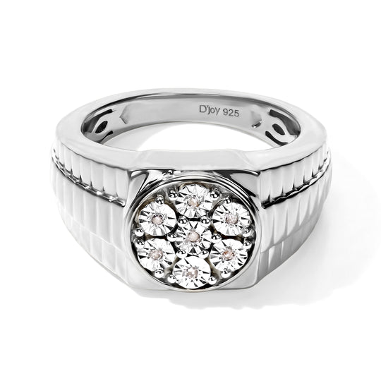 D'Joy Weißer Diamant Ring 925 Silber 750 Gelbgold vermeil (Größe 17.00) ca. 0,03 ct