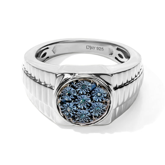 D'Joy Blauer Diamant (IR) Ring 925 Silber Rhodiniert (Größe 17.00) ca. 0,03 ct