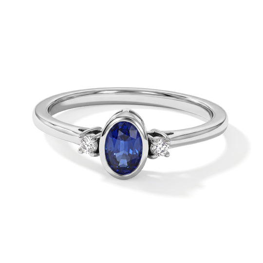 Laborgezüchteter Ceylon-Blau-Saphir, Lab Grown Diamant Ring 925 Silber Rhodiniert (Größe 21.00) ca. 0,74 ct