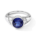 Laborgezüchteter Ceylon-Blau-Saphir, Lab Grown Diamant Ring 925 Silber Rhodiniert (Größe 17.00) ca. 2,85 ct