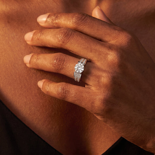 VS Moissanit GRA zertifiziert Ring 925 Silber Rhodiniert (Größe 21.00) ca. 4,06 ct