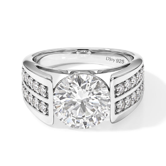 VS Moissanit GRA zertifiziert Ring 925 Silber Rhodiniert (Größe 21.00) ca. 4,06 ct