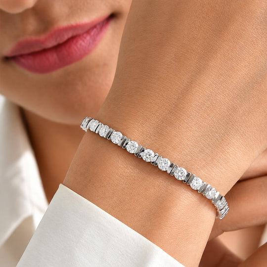 D'Joy Moissanit Armband ca. 20 cm 925 Silber Rhodiniert ca. 8,02 ct.