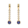 Laborgezüchteter Ceylon-Blau-Saphir, Moissanit Ohrringe 925 Silber 750 Gelbgold vermeil ca. 2,21 ct.