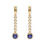 Laborgezüchteter Ceylon-Blau-Saphir, Moissanit Ohrringe 925 Silber 750 Gelbgold vermeil ca. 2,21 ct.