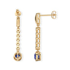 Laborgezüchteter Ceylon-Blau-Saphir, Moissanit Ohrringe 925 Silber 750 Gelbgold vermeil ca. 2,21 ct.