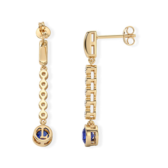 Lab Grown Ceylon-Blau-Saphir, Moissanit Ohrringe 925 Silber 750 Gelbgold vermeil ca. 2.21 ct