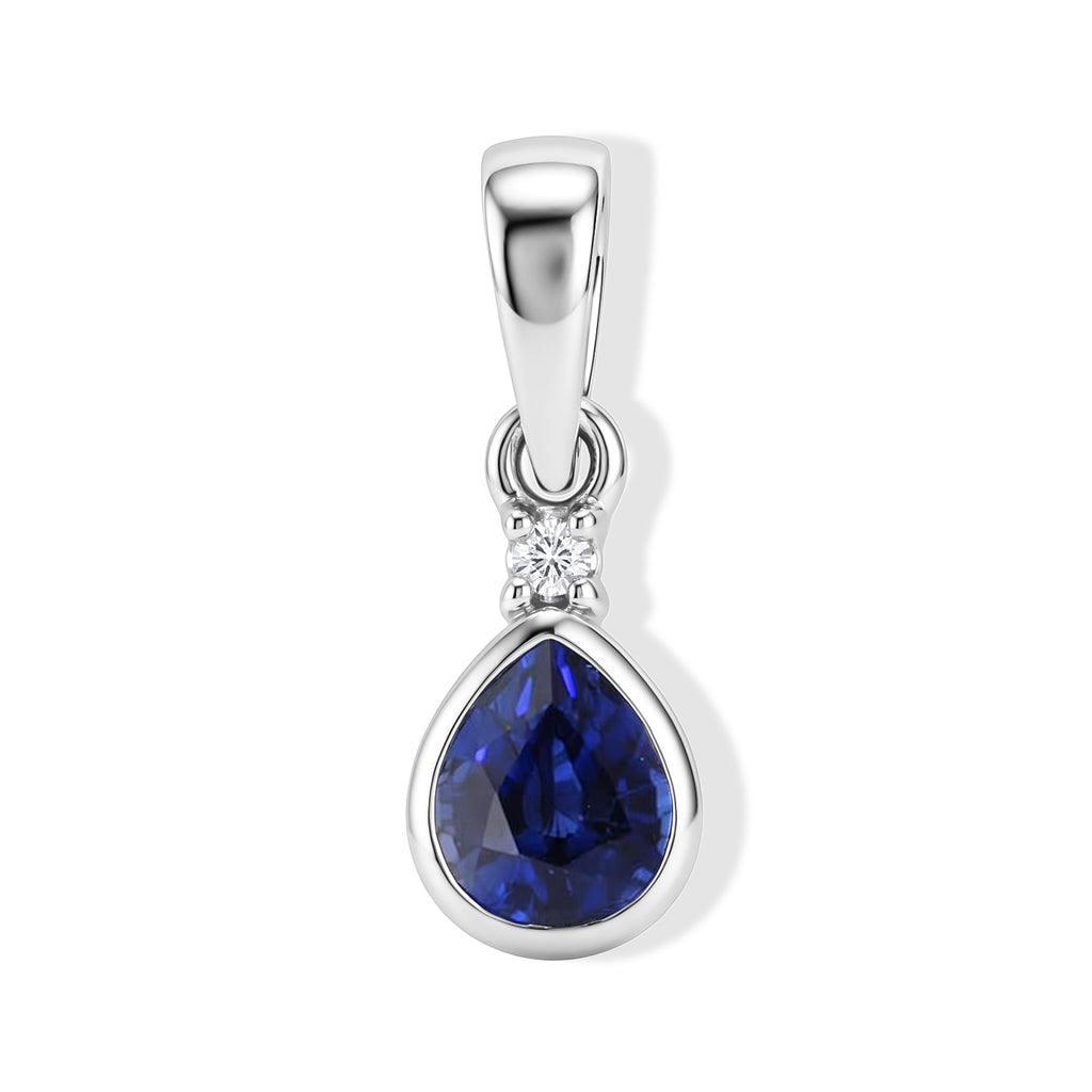 Laborgezüchteter Ceylon-Blau-Saphir, Lab Grown Diamant Anhänger 925 Silber Rhodiniert ca. 0,88 ct.