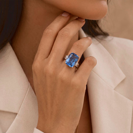 DAS GRÖßTE SOLITÄR Farbwechsel Fluorit, Moissanit Ring 925 Silber Rhodiniert (Größe 20.00)  ca. 18.16 ct