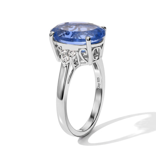 D'Joy Farbwechsel Fluorit, Moissanit Ring 925 Silber Rhodiniert (Größe 21.00)  ca. 8,18 ct