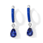 Laborgezüchteter Ceylon-Blau-Saphir Ohrringe 925 Silber Rhodiniert ca. 0,95 ct.