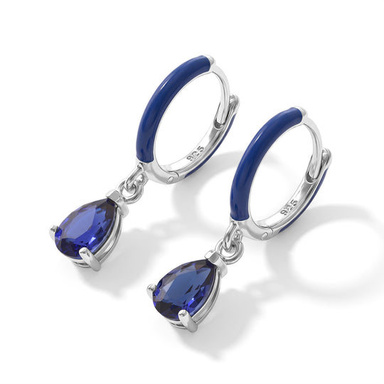 Lab Grown Ceylon-Blau-Saphir Ohrringe 925 Silber Rhodiniert (10-15 Werktage Lieferzeit) ca. 0,95 ct.