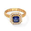 Laborgezüchteter Ceylon-Blau-Saphir, Lab Grown Diamant Ring 925 Silber 750 Gelbgold vermeil (Größe 17.00) ca. 2,52 ct
