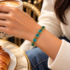 D'Joy Pfau Quarz Triplette, Iolit Armband ca. 20 cm 925 Silber 750 Gelbgold vermeil ca. 49,79 ct.