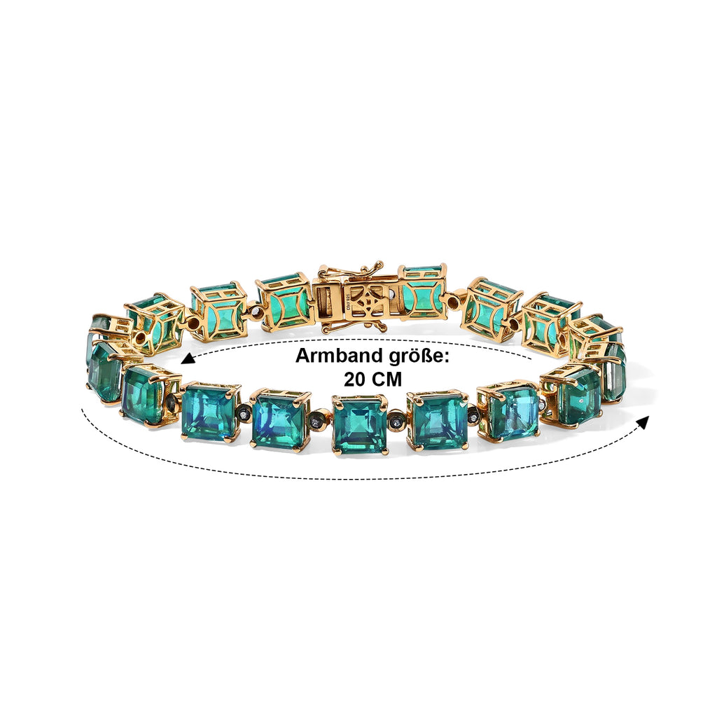 D'Joy Pfau Quarz Triplette, Iolit Armband ca. 20 cm 925 Silber 750 Gelbgold vermeil ca. 49,79 ct.