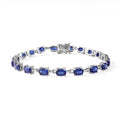 LAB GROWN Ceylon-Blau-Saphir Armband (9-14 Werktage Lieferzeit) ca. 18 cm 925 Silber Rhodiniert ca. 12,92 ct.