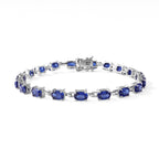 Laborgezüchteter Ceylon-Blau-Saphir Armband ca. 19 cm 925 Silber Rhodiniert ca. 12,92 ct.