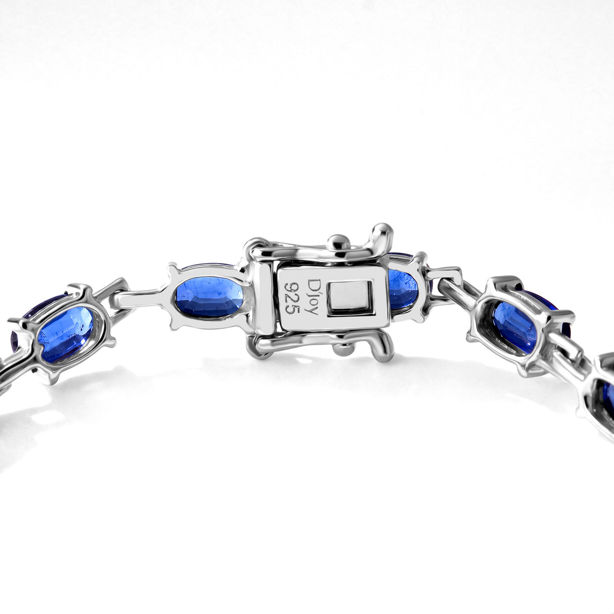 Laborgezüchteter Ceylon-Blau-Saphir Armband ca. 19 cm 925 Silber Rhodiniert ca. 12,92 ct.