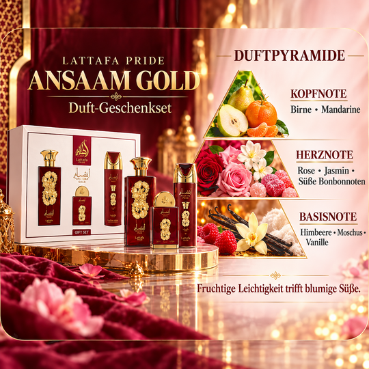 LATTAFA Pride Ansaam Gold Duft-Geschenkset, 4-teilig