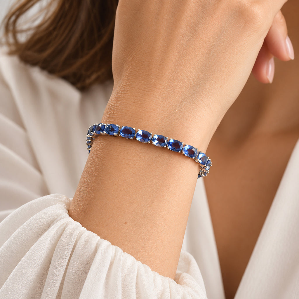 D'Joy Farbwechsel Fluorit Armband (10-15 Werktage Lieferzeit) ca. 19 cm 925 Silber Rhodiniert ca. 26,93 ct.