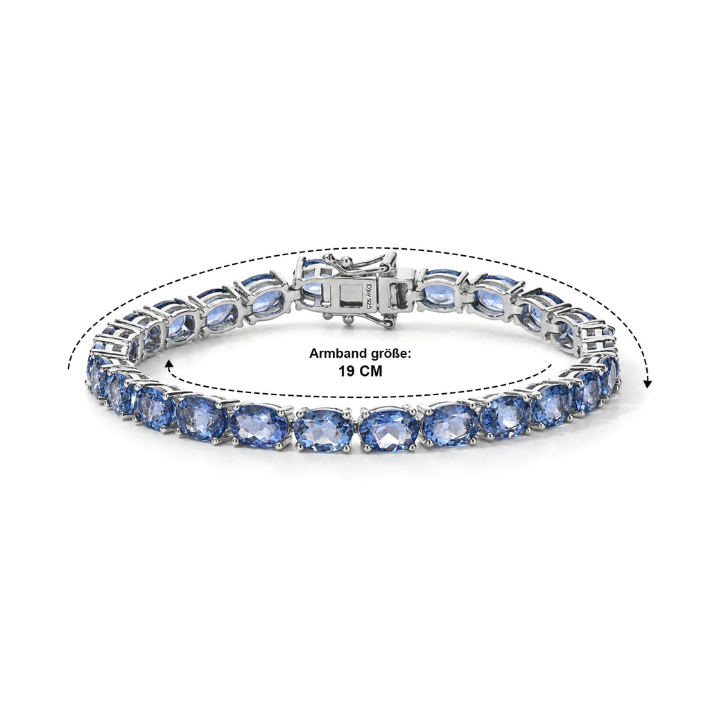 D'Joy Farbwechsel Fluorit Armband (10-15 Werktage Lieferzeit) ca. 19 cm 925 Silber Rhodiniert ca. 26,93 ct.