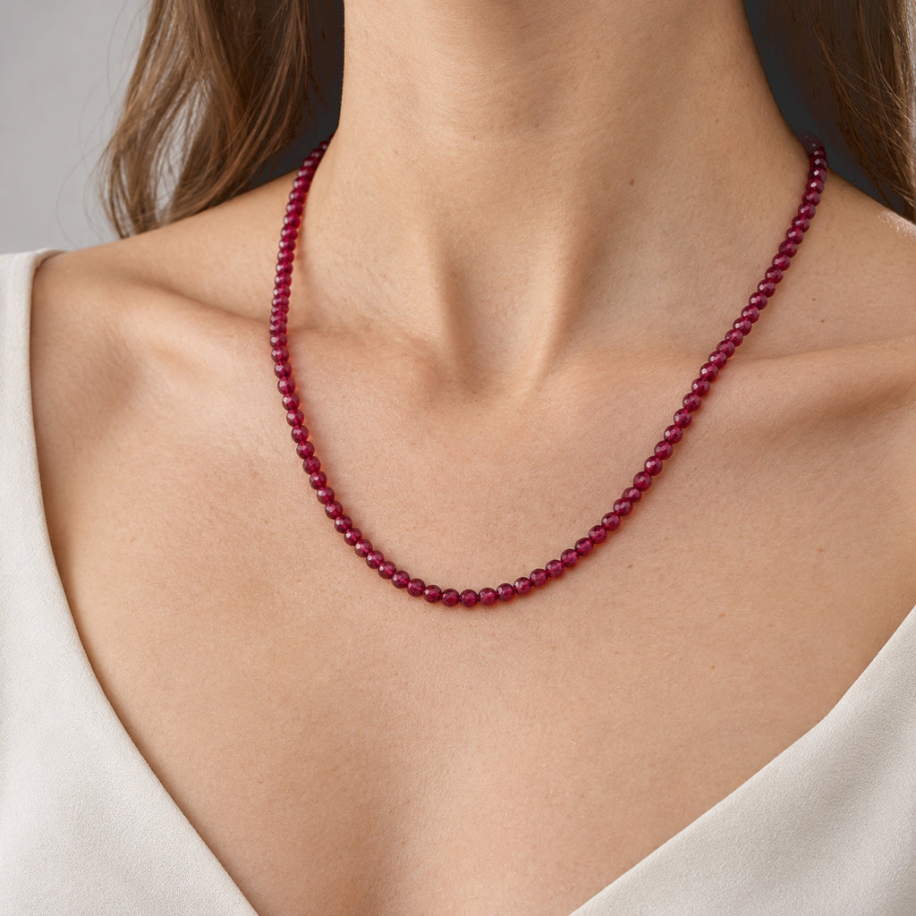 D'Joy Lab Grown Rubin Halskette (10-15 Werktage Lieferzeit) ca. 50 cm 925 Silber Rhodiniert ca. 170.00 ct
