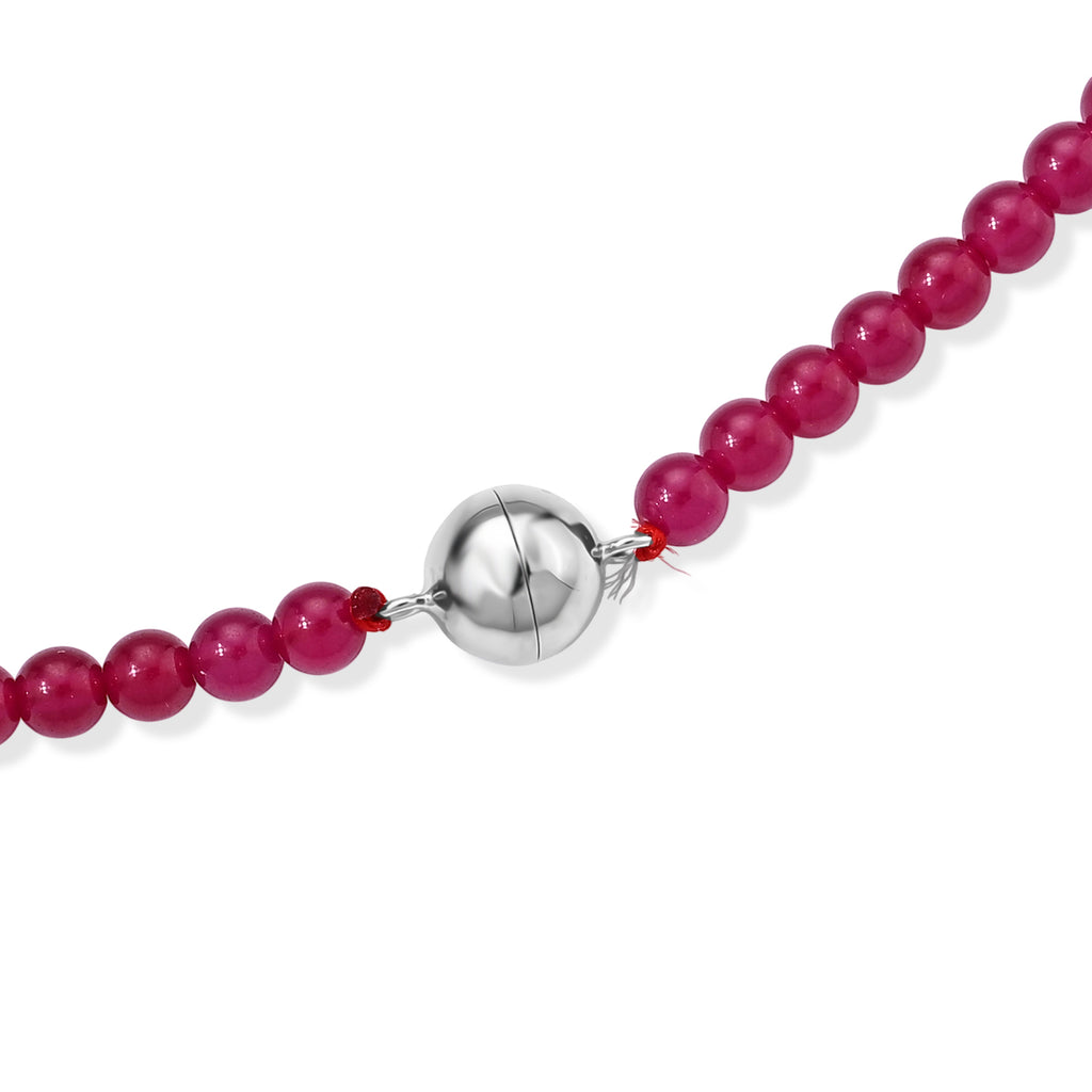 D'Joy Lab Grown Rubin SGL zertifiziert Halskette (8-13 Werktage Lieferzeit) ca. 50 cm 925 Silber Rhodiniert ca. 85,00 ct.