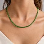 Tsavorite Granat Halskette ca. 45 cm 925 Silber Rhodiniert ca. 42,00 ct.