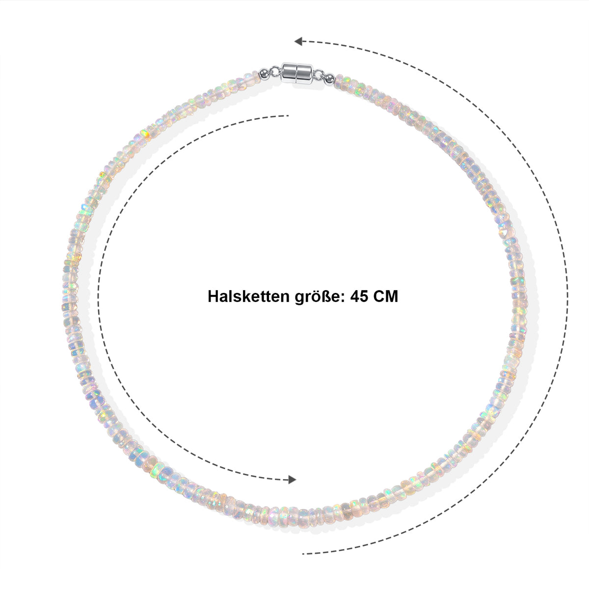 D'Joy AA Natürlicher, äthiopischer Welo Opal Halskette ca. 45 cm 925 Silber Rhodiniert ca. 65.00 ct