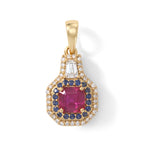 D'Joy AA Afrikanischer Rubin (Fissure gefüllt), Moissanit Anhänger 925 Silber 750 Gelbgold vermeil ca. 2,25 ct.